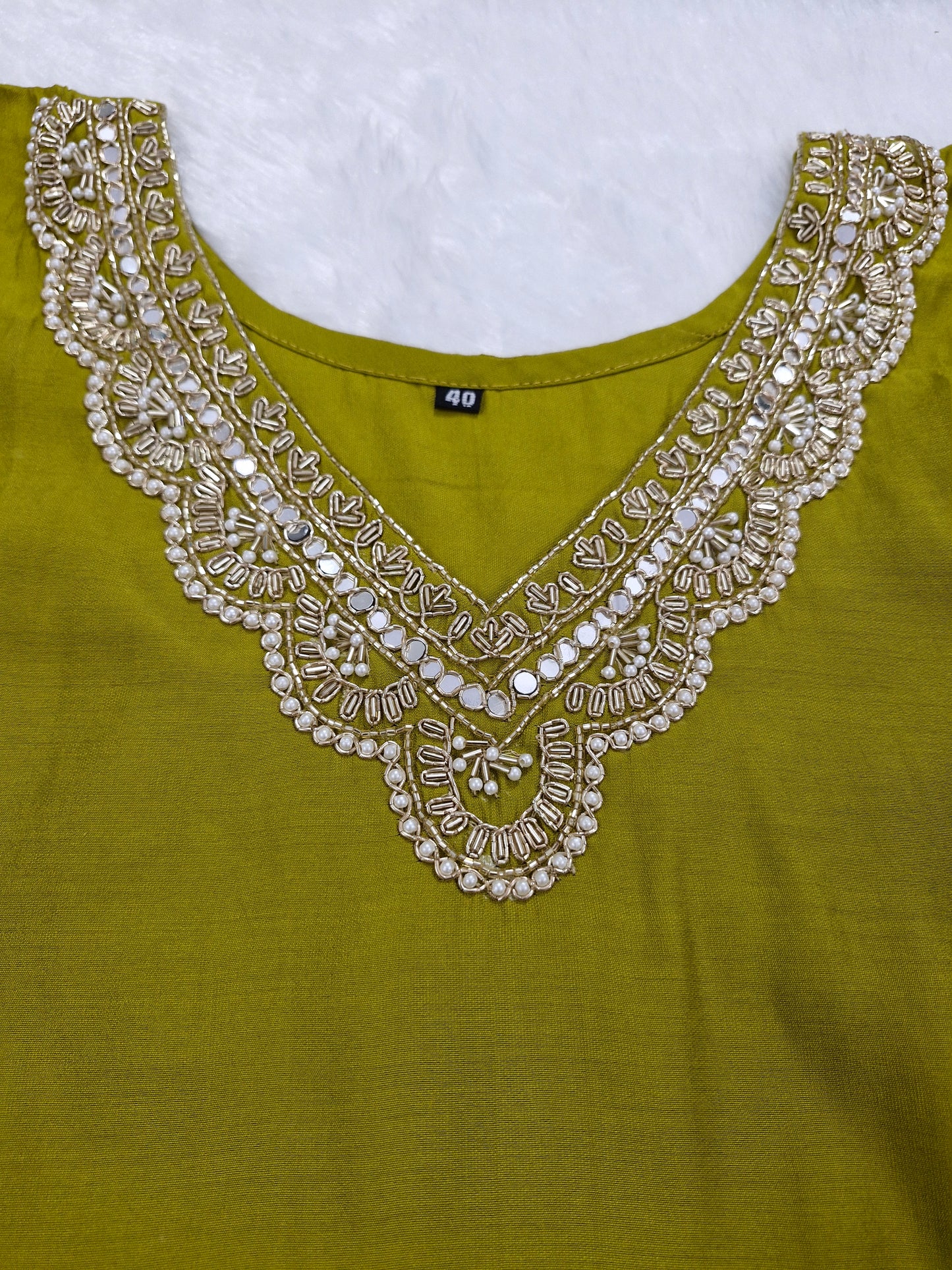 Elegant Olive Green Embroidered Suit Set