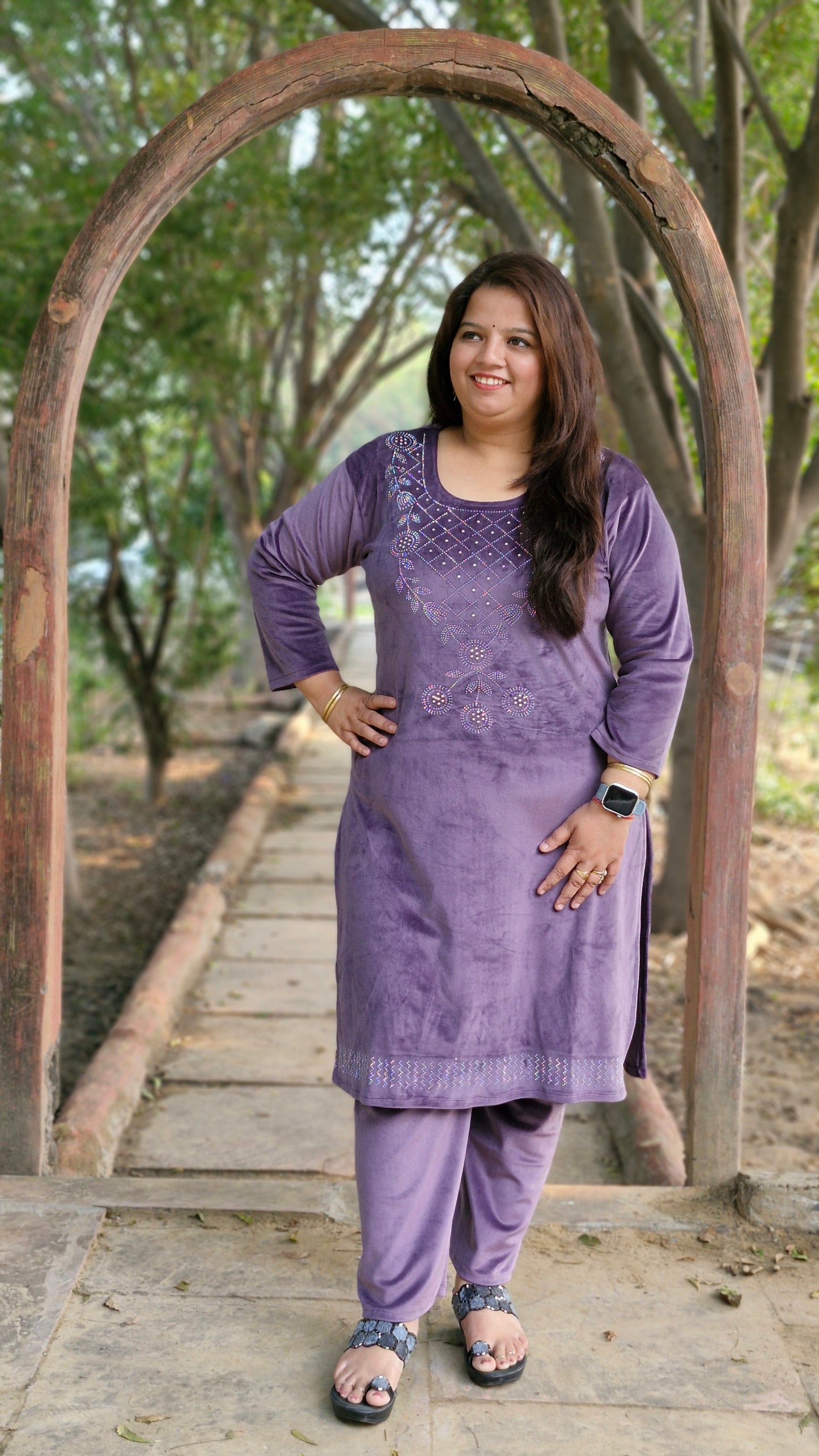 Luxurious Purple Velvet Three-Piece Suit