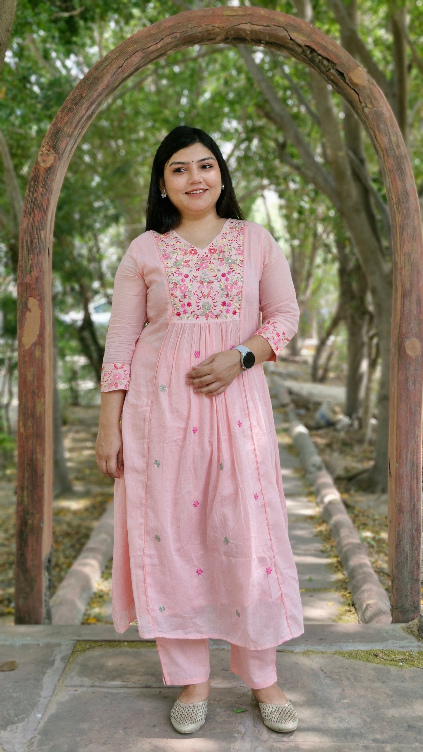 Malmal Cotton Light Pink Embroidered Suit Set