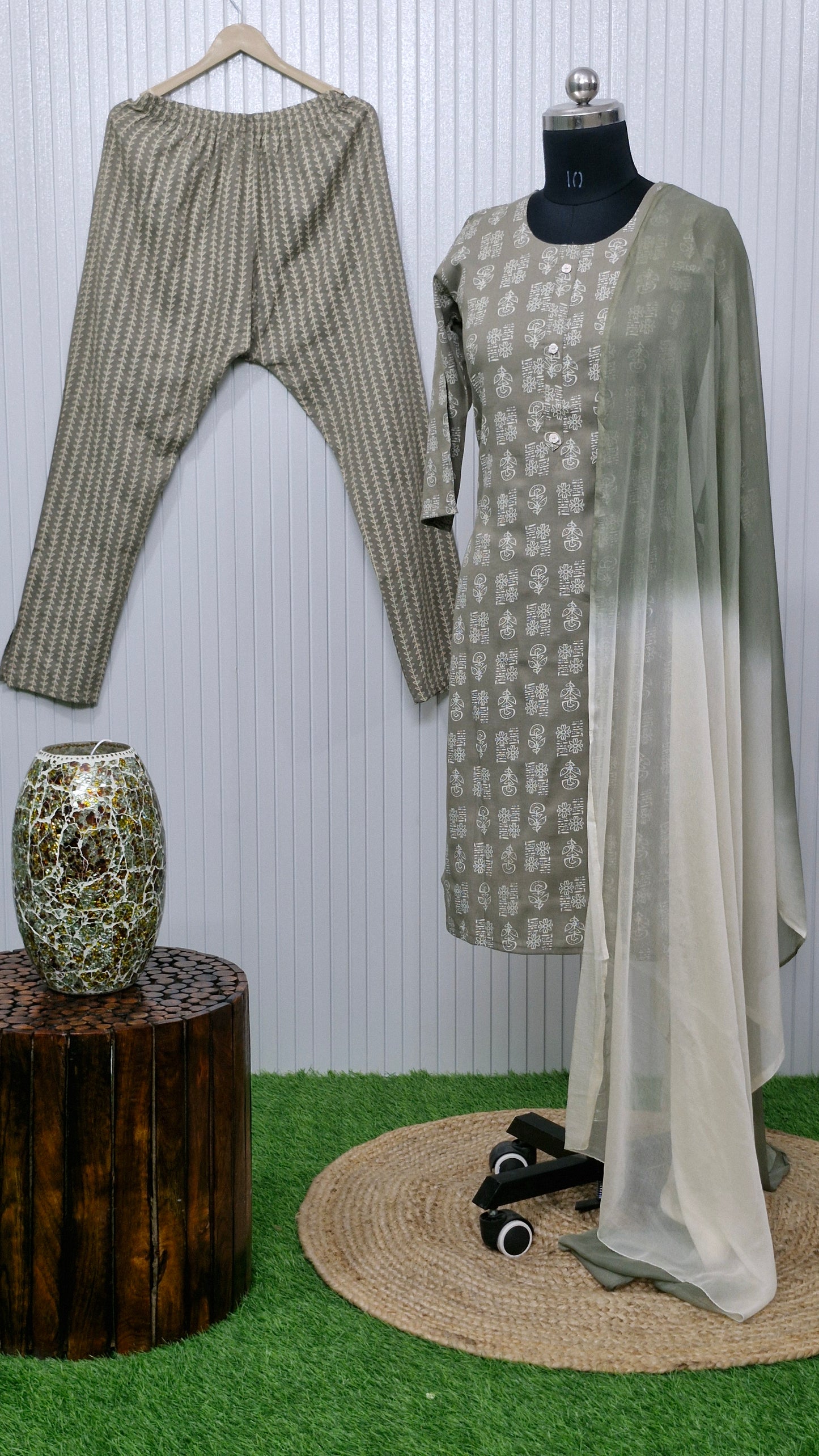 Ethereal Echoes Block Print Suit Set