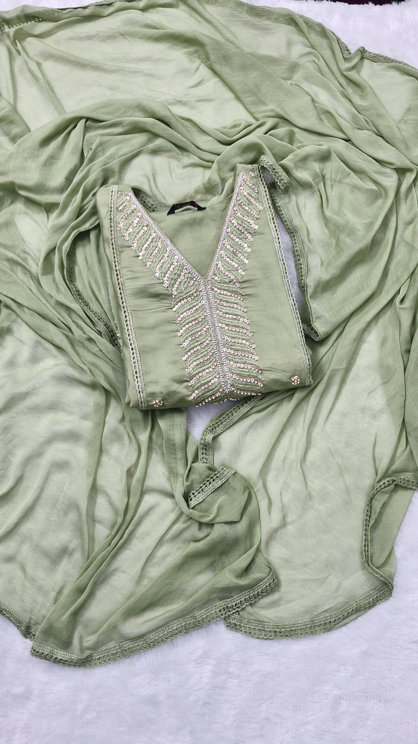 Noor-e-Pista Cotton Elegance Suit Set