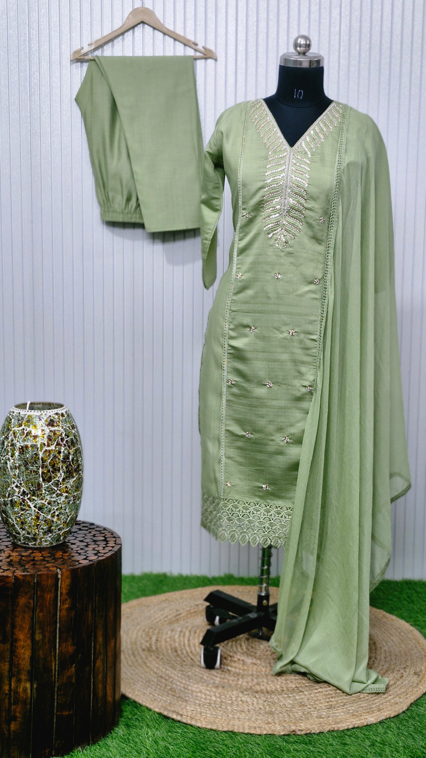 Noor-e-Pista Cotton Elegance Suit Set