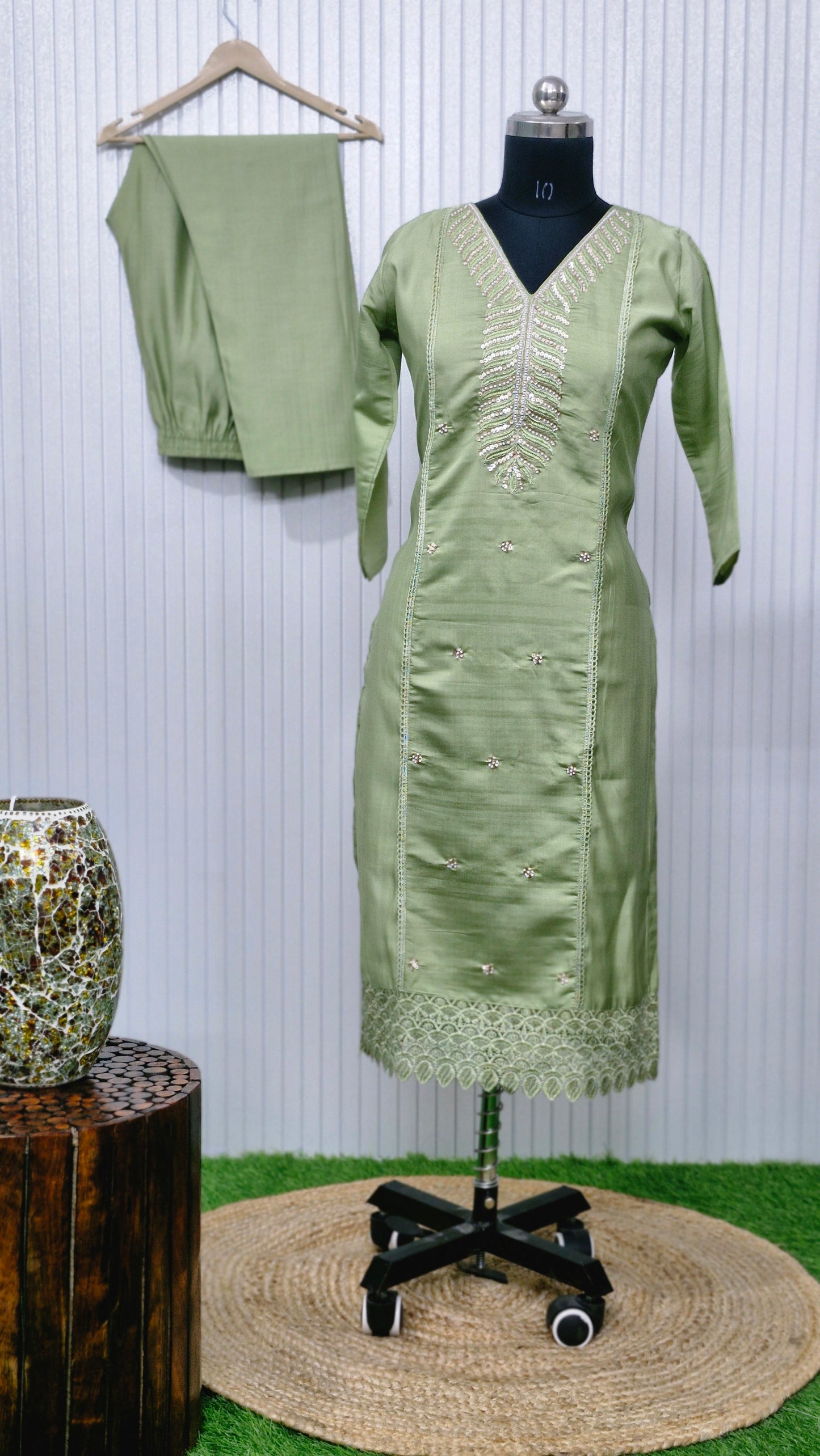 Noor-e-Pista Cotton Elegance Suit Set