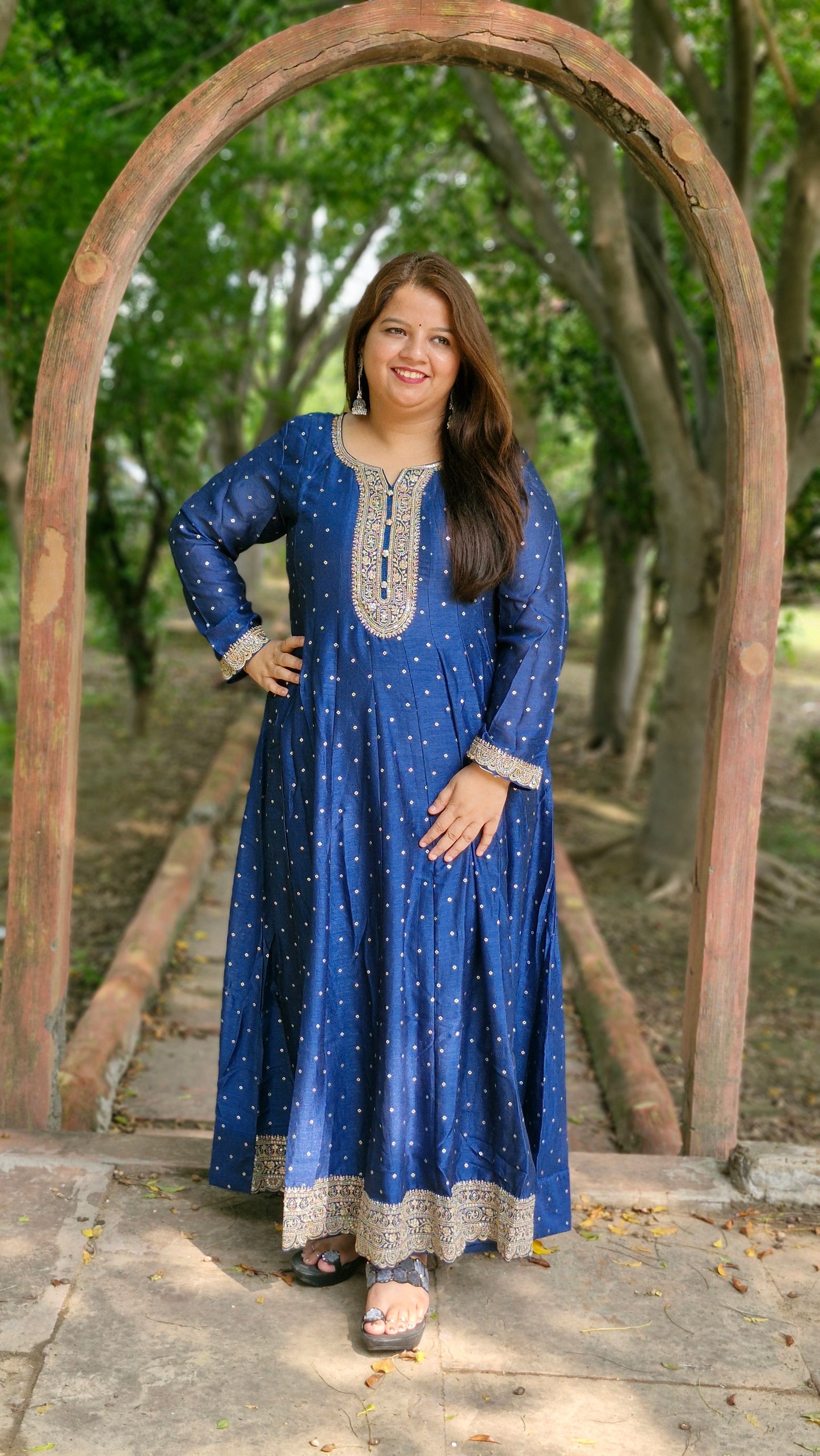 Royal Blue Embroidered Anarkali Suit – Two Piece Premium Set