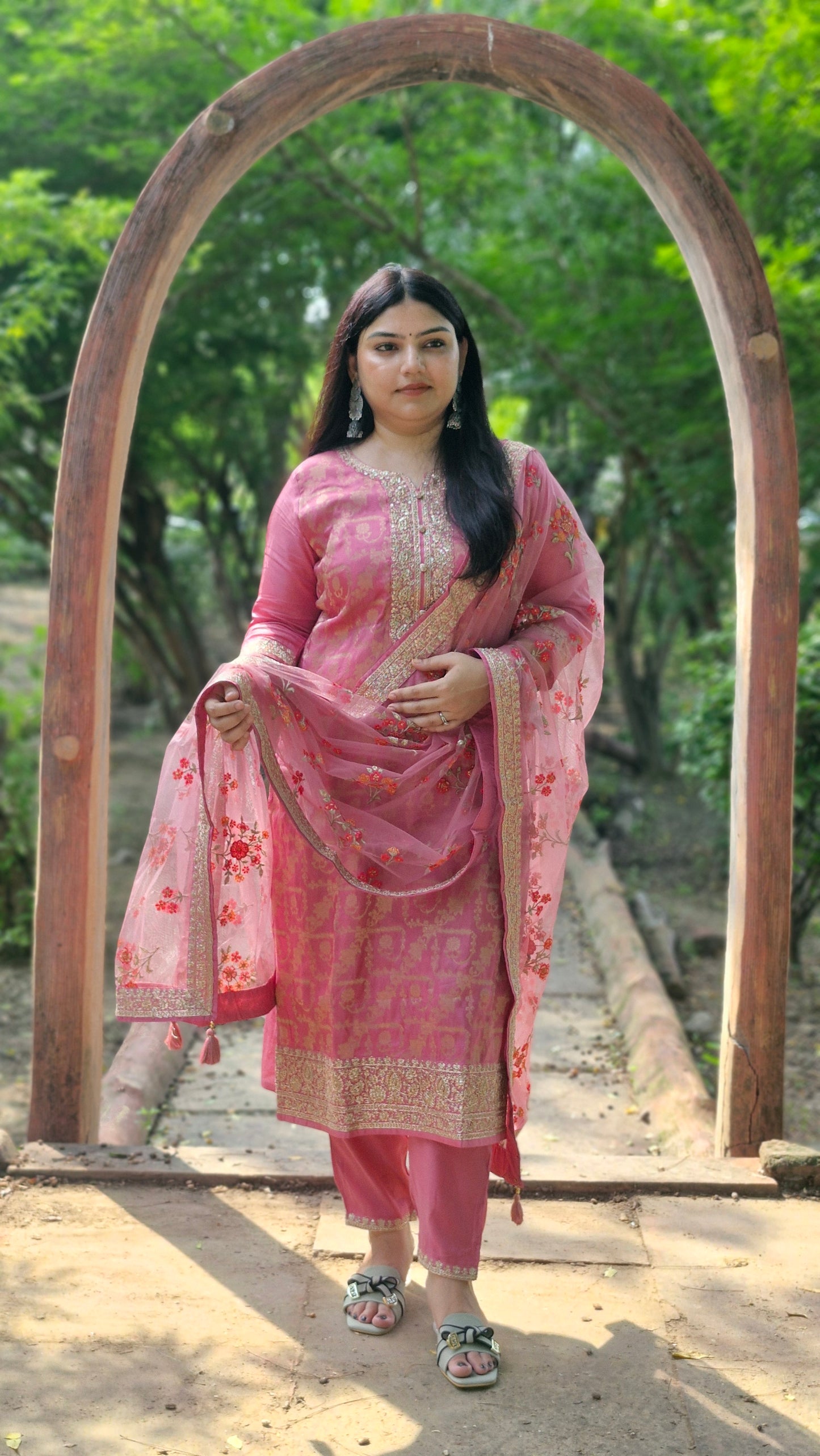Rosy Grace Embroidered Three-Piece Premium Suit Set