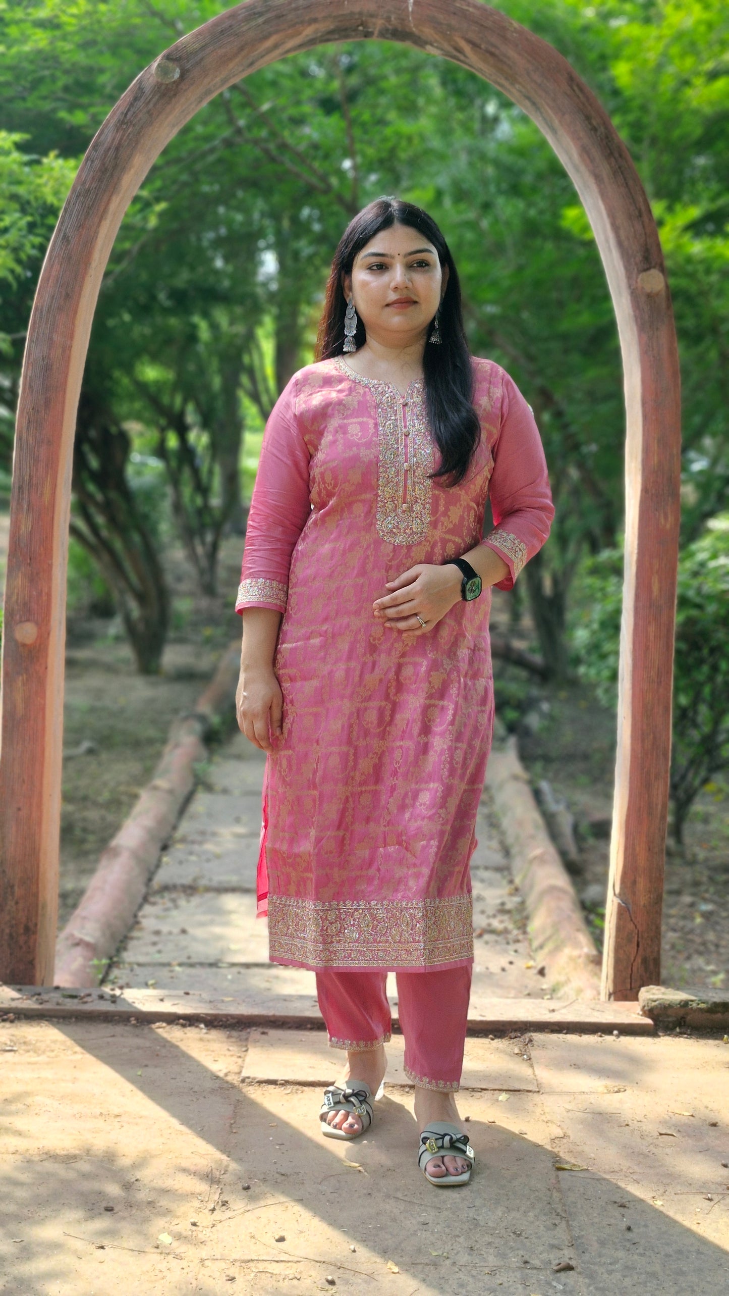Rosy Grace Embroidered Three-Piece Premium Suit Set