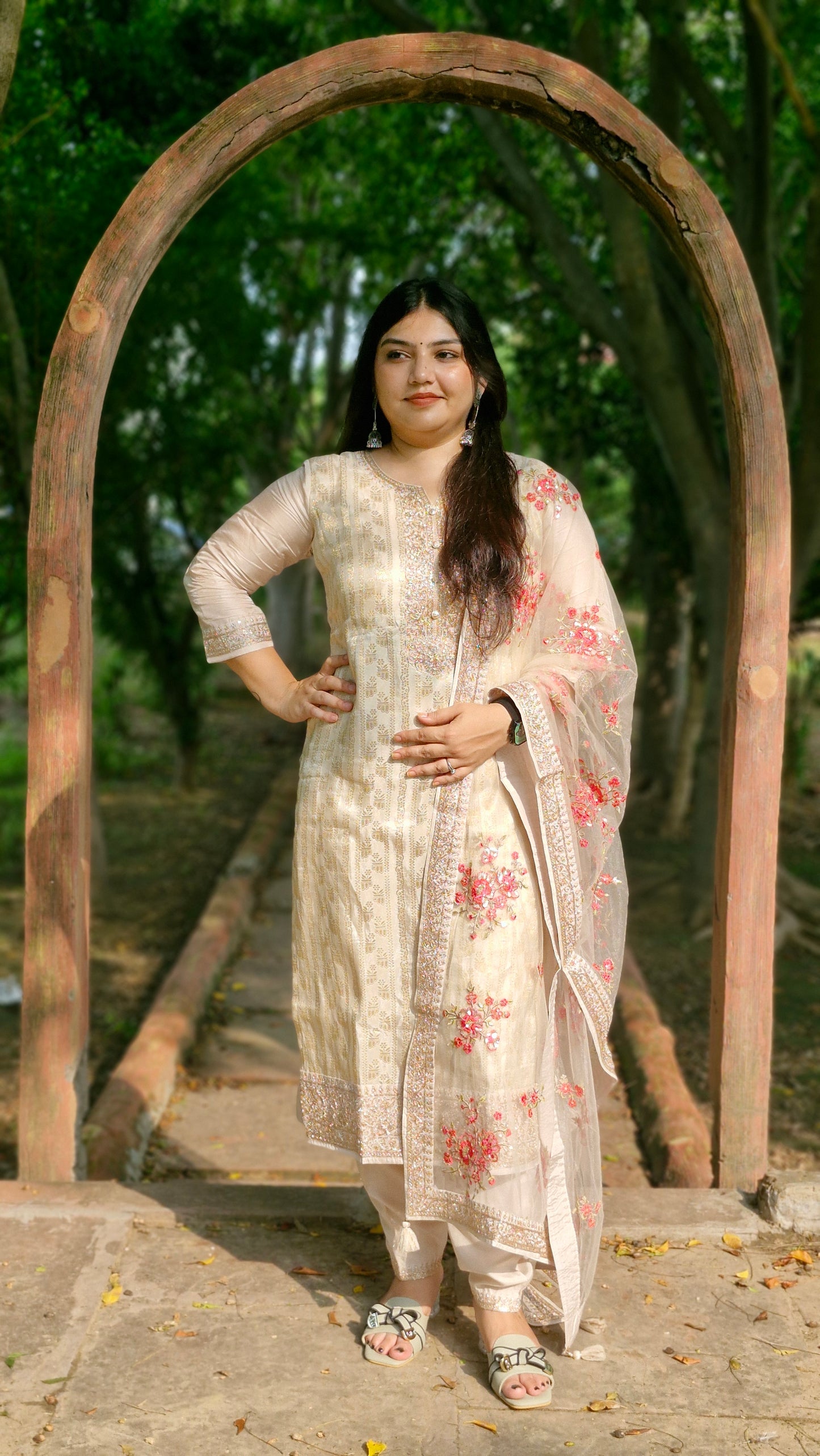 Noor-E-Cream – Embroidered Three-Piece Premium Suit Set