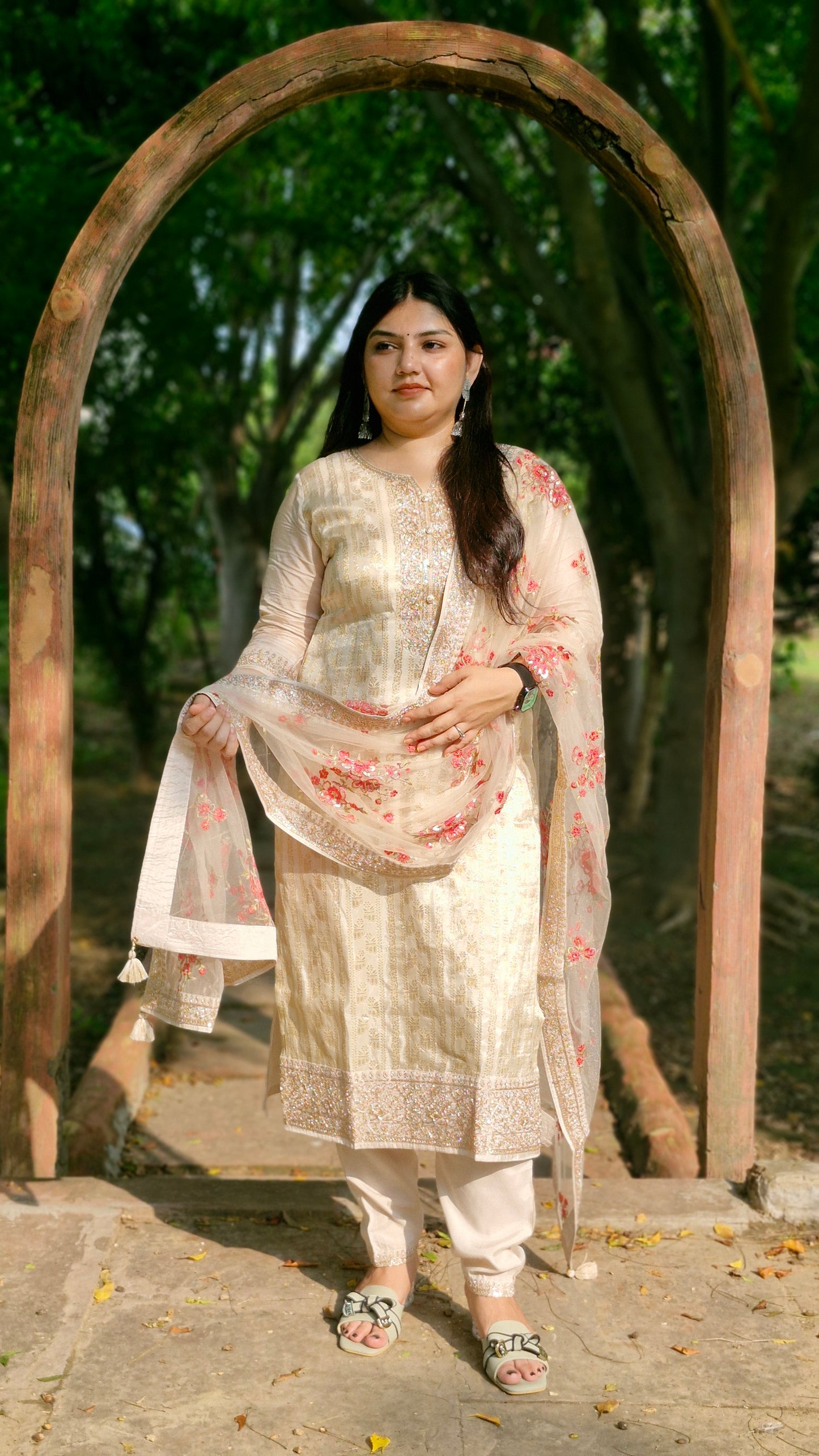 Noor-E-Cream – Embroidered Three-Piece Premium Suit Set