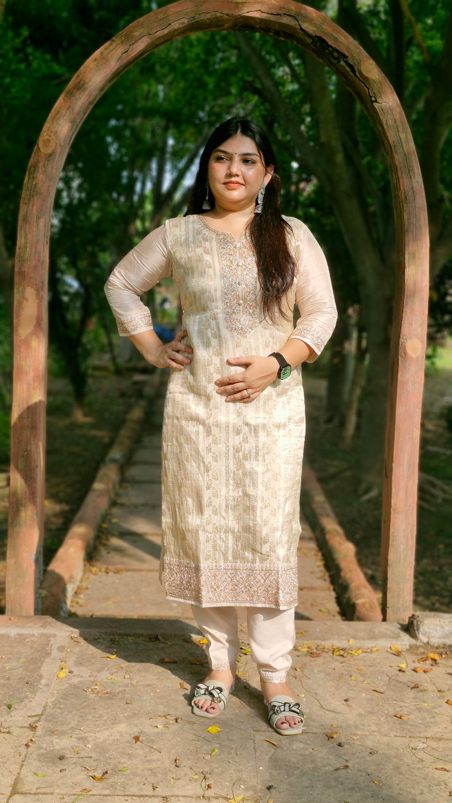 Noor-E-Cream – Embroidered Three-Piece Premium Suit Set
