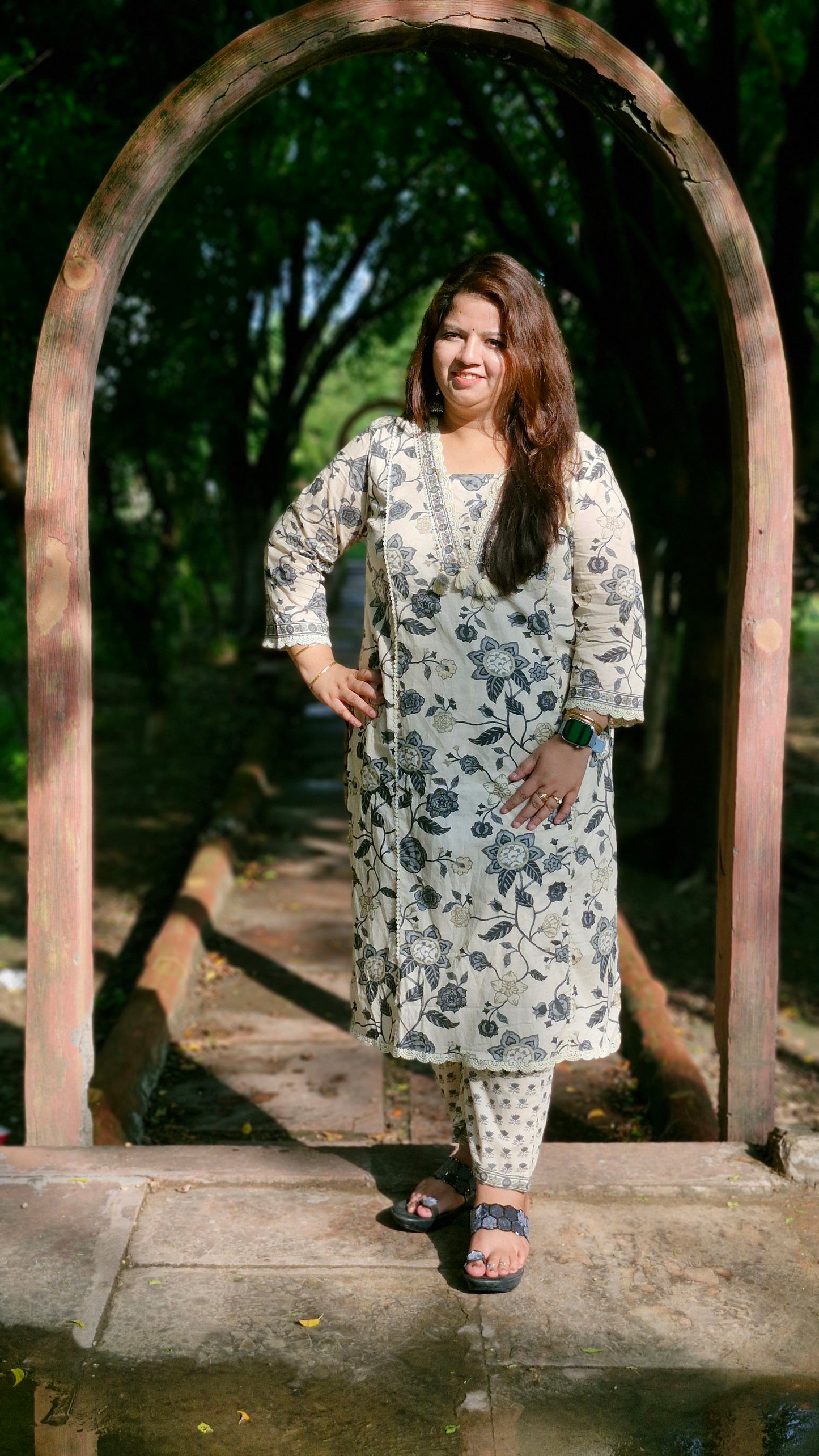 Ivory Charm – Cotton Three-Piece Suit Set