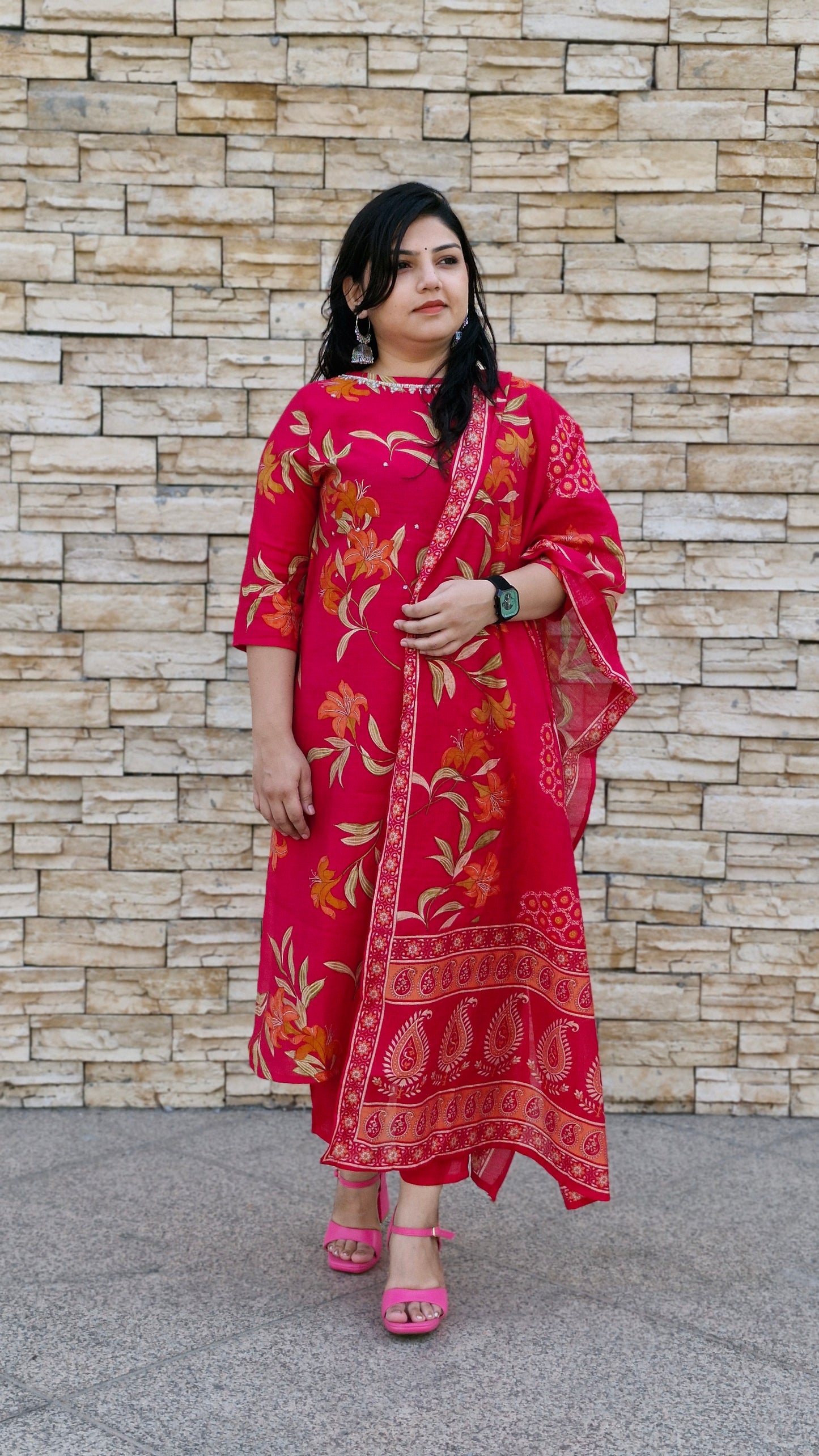 Magenta Floral Elegance Suit Set