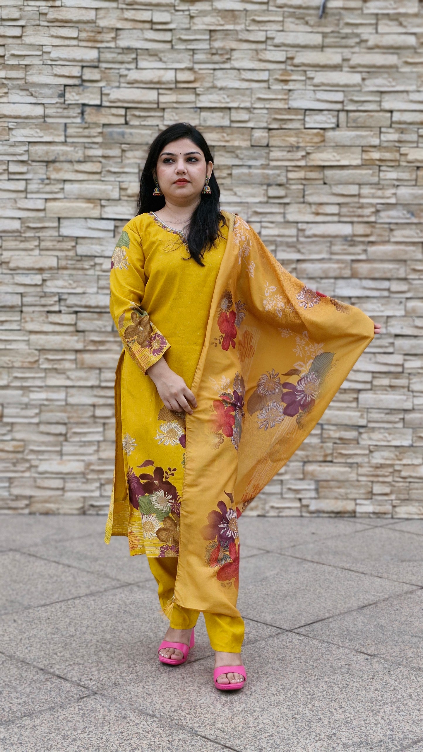 Sunshine Bloom Yellow Floral Suit Set