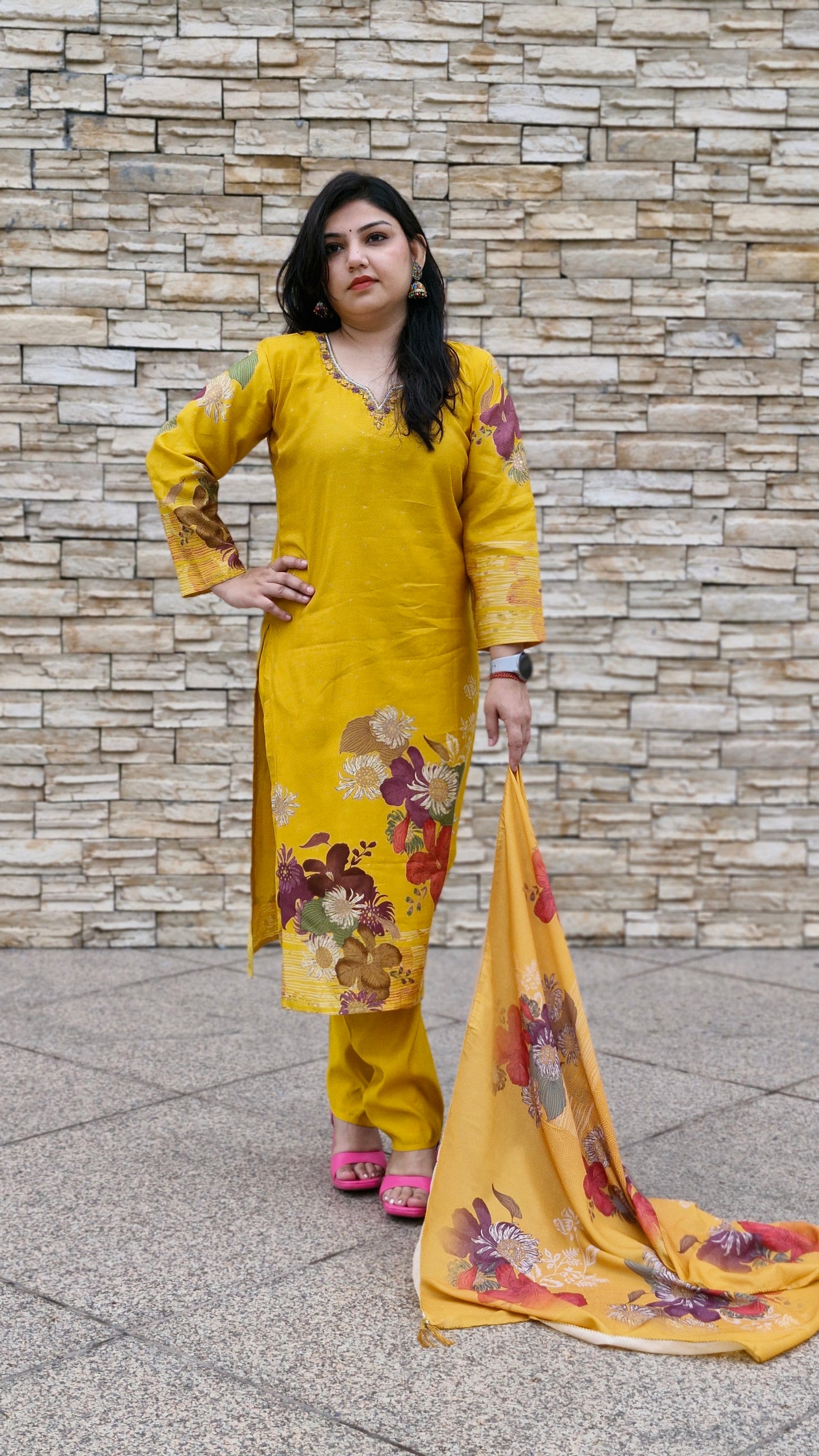 Sunshine Bloom Yellow Floral Suit Set