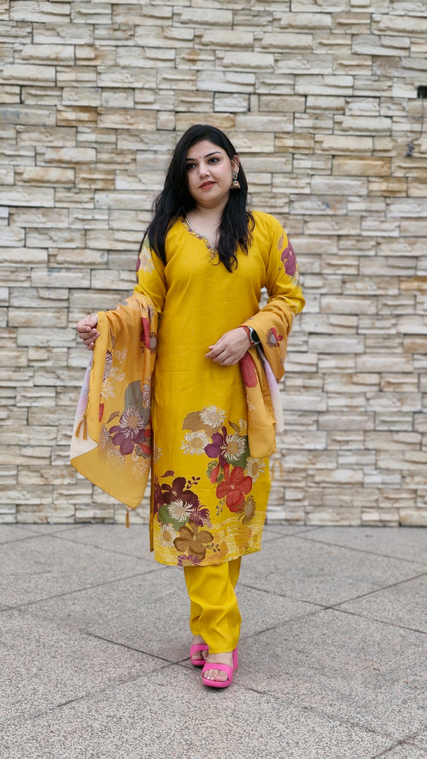 Sunshine Bloom Yellow Floral Suit Set