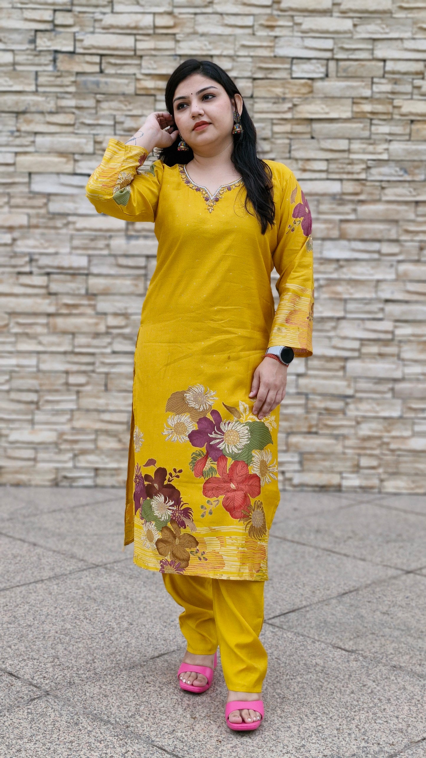 Sunshine Bloom Yellow Floral Suit Set