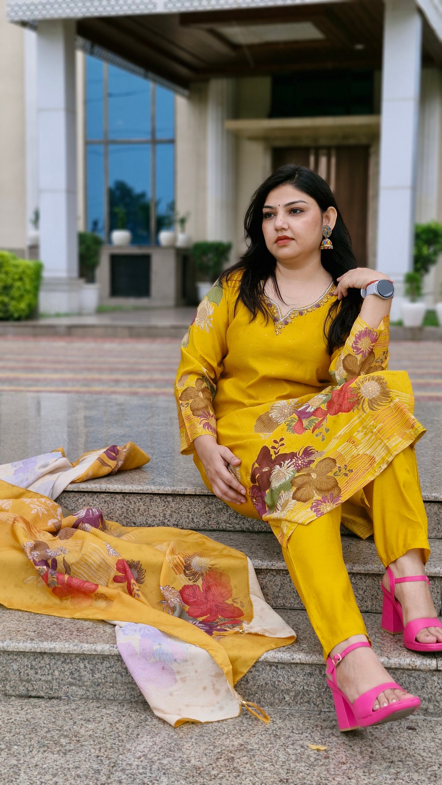 Sunshine Bloom Yellow Floral Suit Set