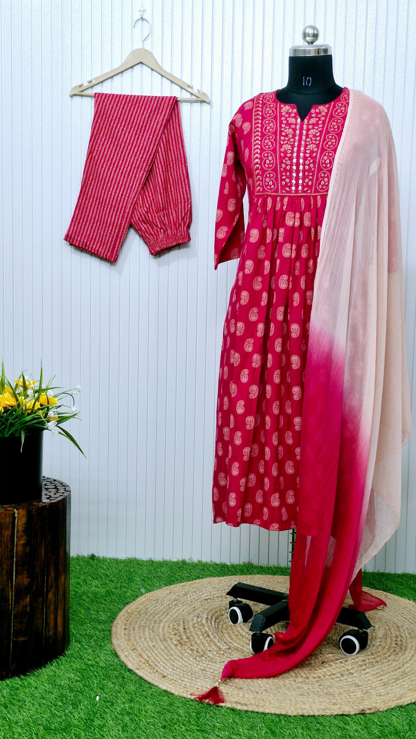 Magenta Bloom Printed Anarkali Suit Set