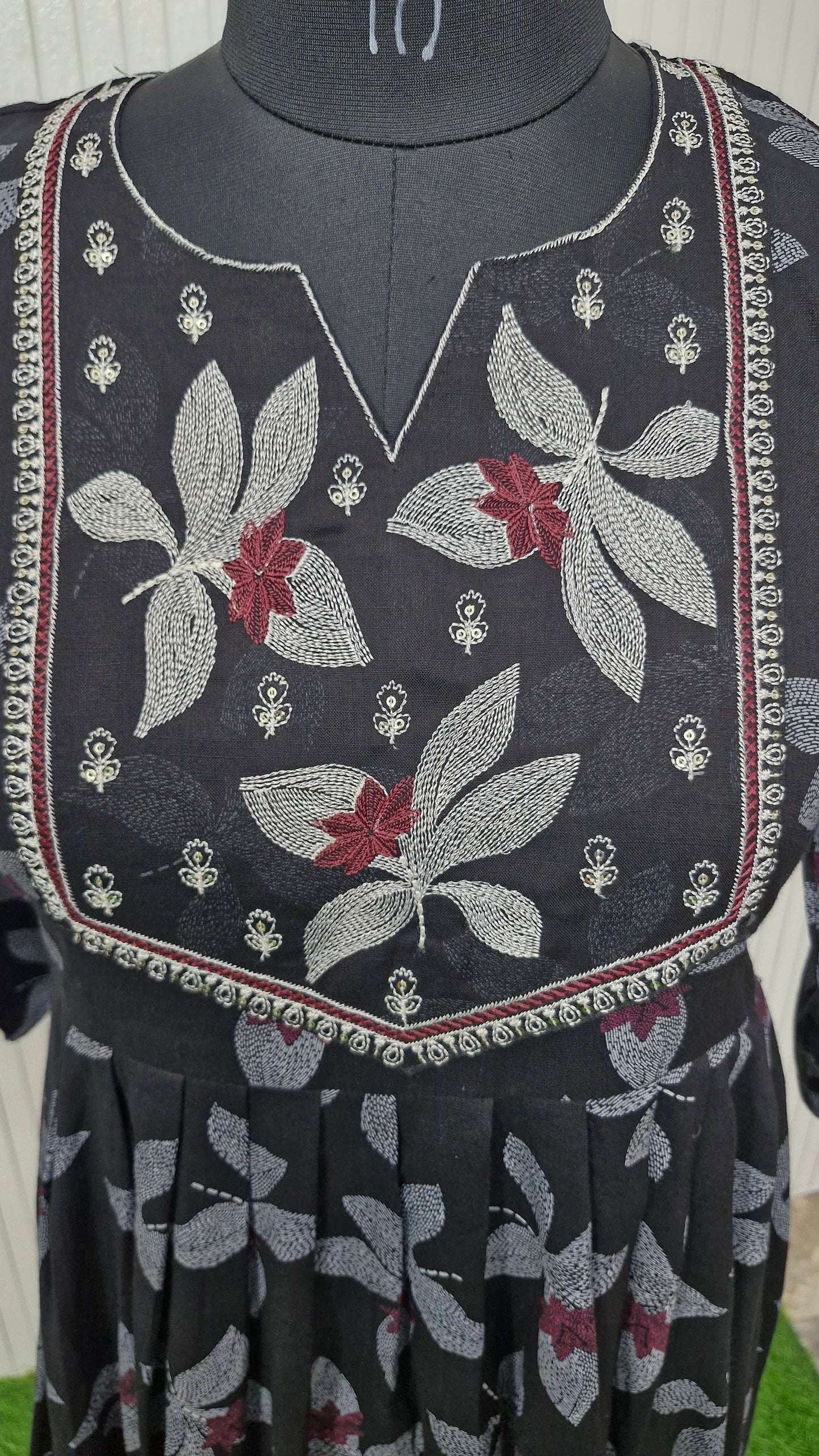 Black Bloom Printed Anarkali Suit Set
