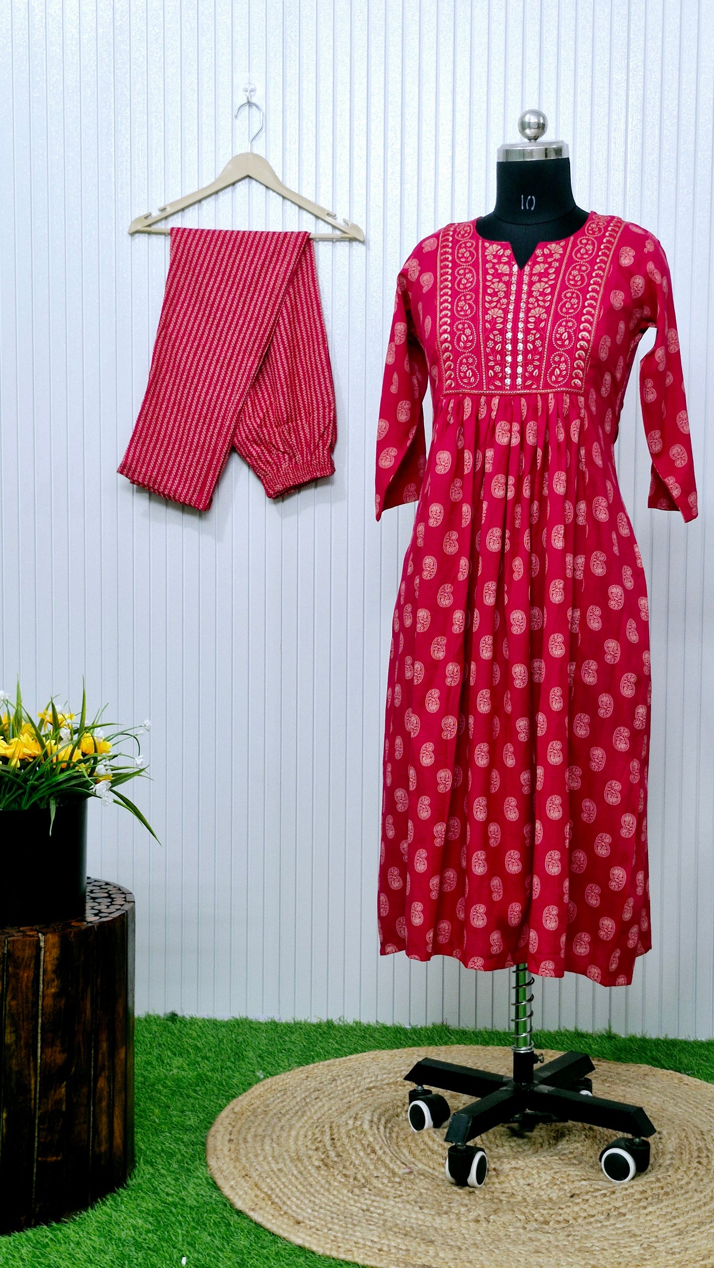 Magenta Bloom Printed Anarkali Suit Set