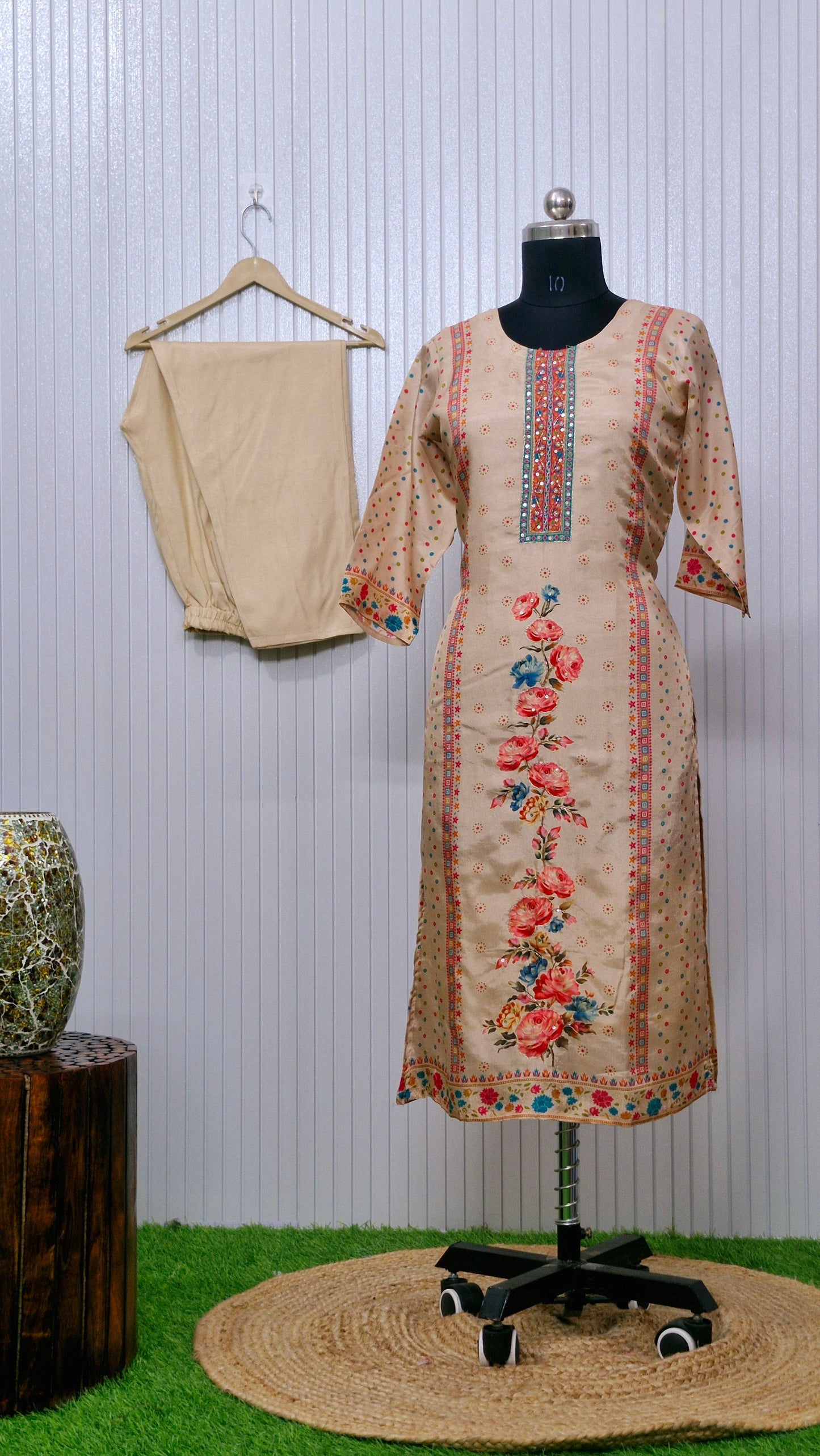 Noor-e-Gulab Embroidered Silk Suit Set