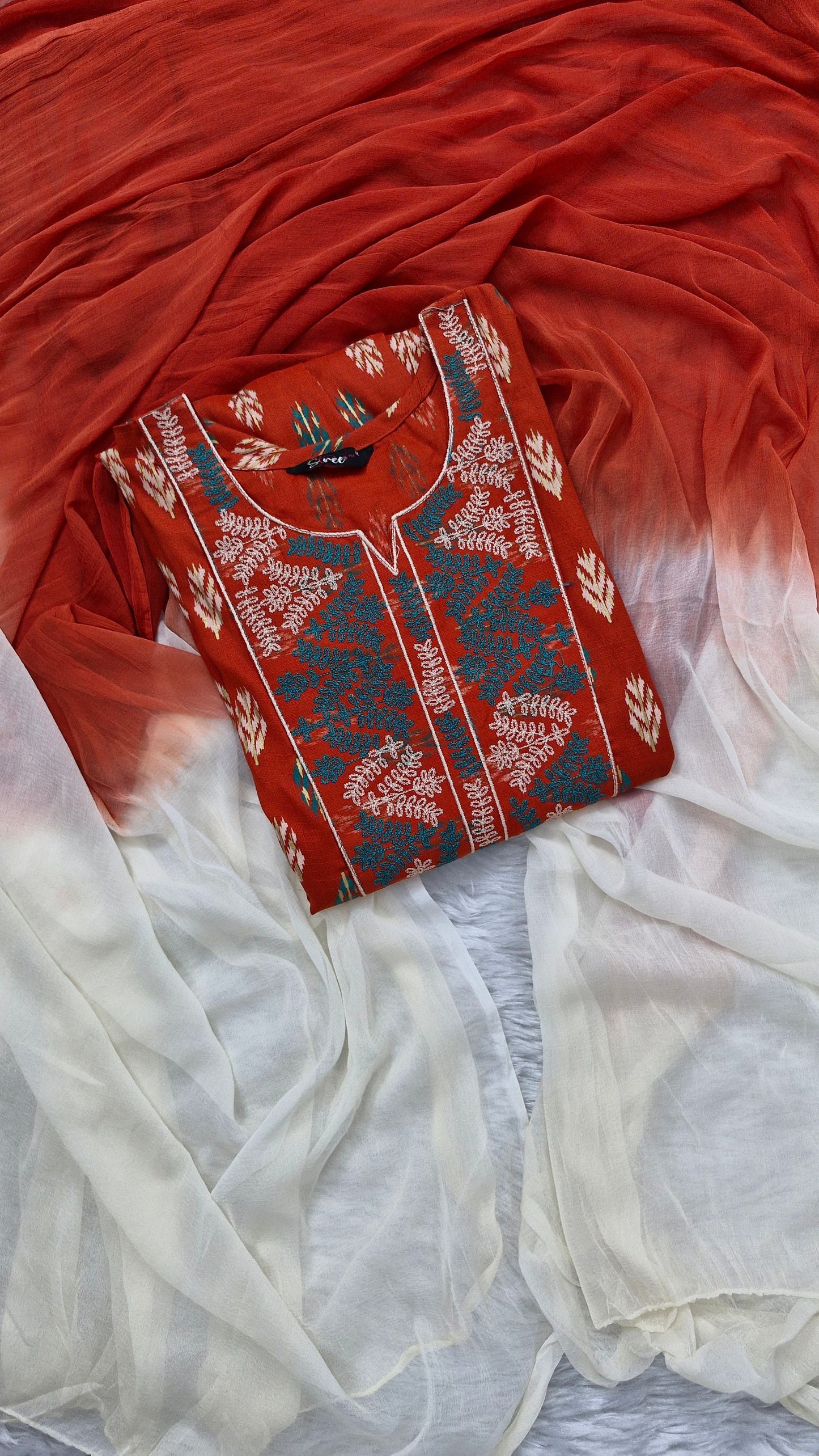 Orange Bloom Printed Anarkali Suit Set
