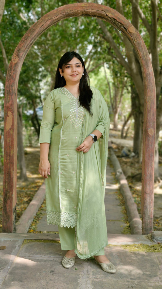 Noor-e-Pista Dola Silk Elegance Suit Set