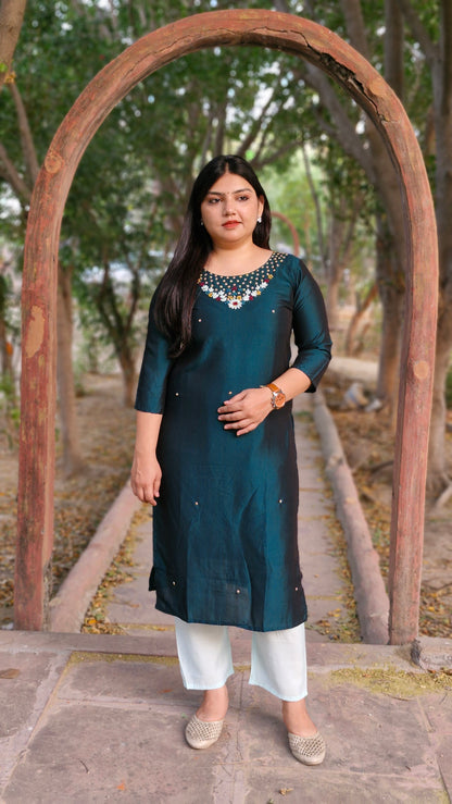 Dark green Embroidered Suit Set