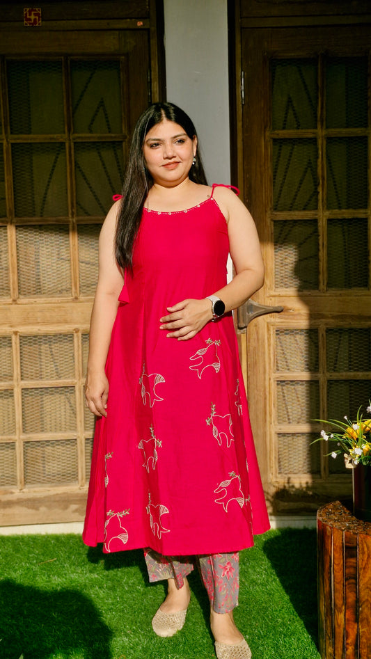 Blush Bloom Spaghetti Kurta Set