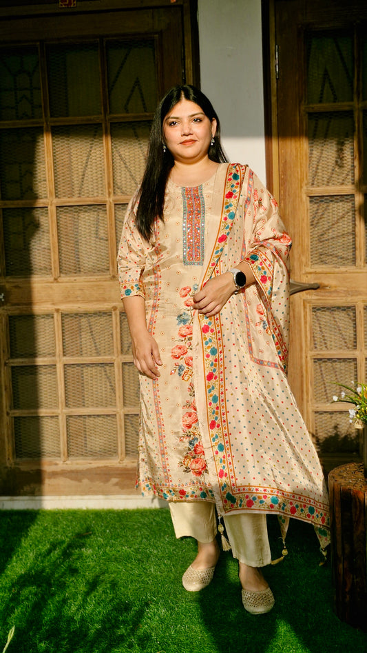 Noor-e-Gulab Embroidered Silk Suit Set