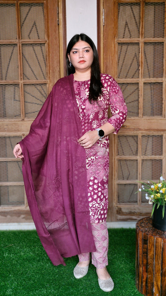 Aafreen Berry Mix Cotton Set