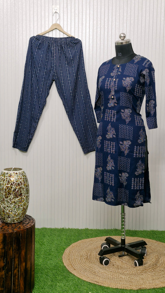 Indigo Tapestry Block Print Cord Set