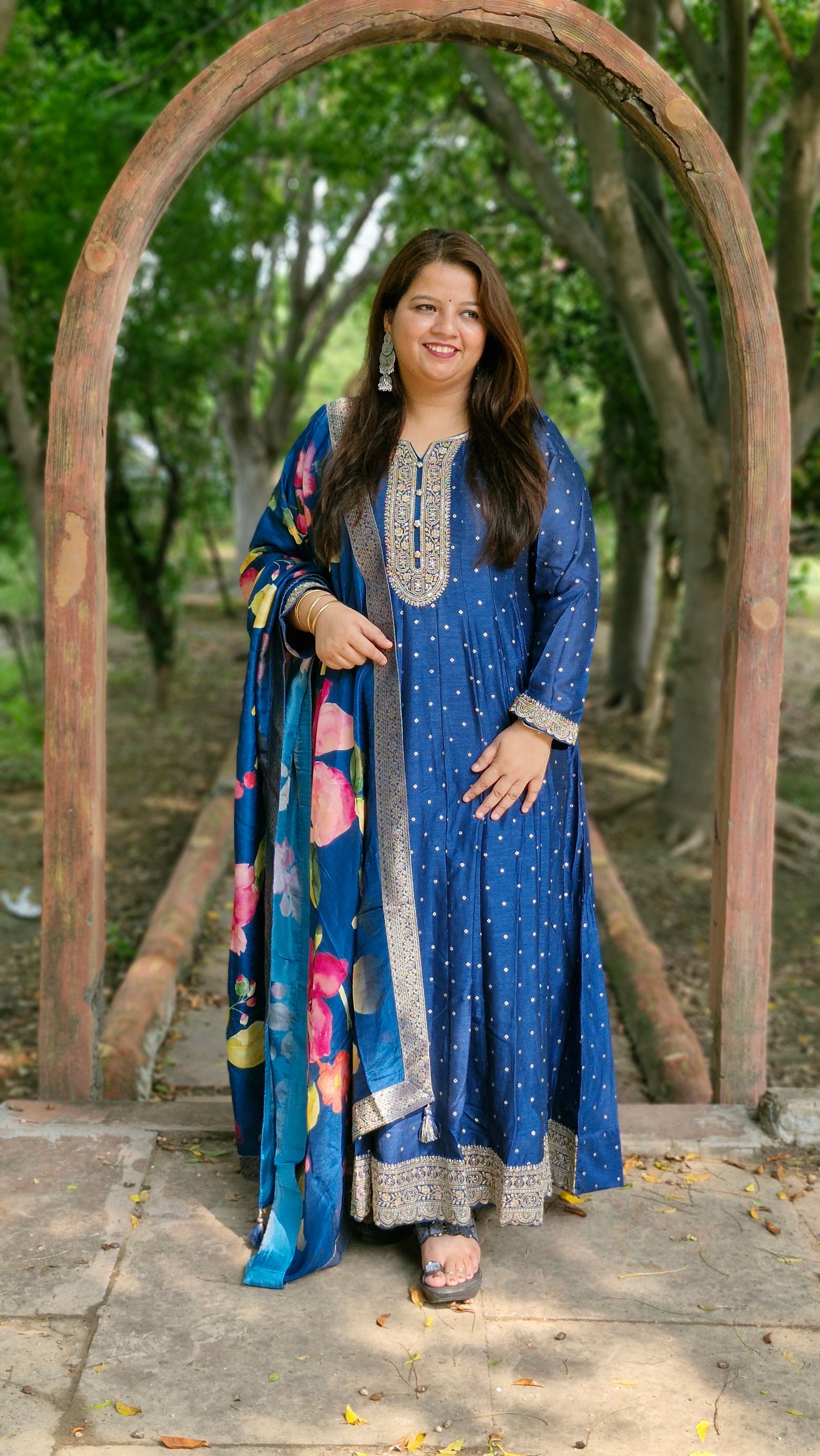 Royal Blue Embroidered Anarkali Suit – Two Piece Premium Set