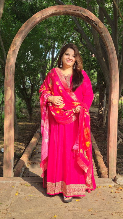 Magenta Embroidered Anarkali Suit – Two Piece Premium Set