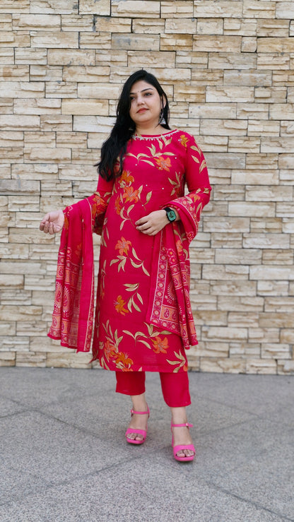 Magenta Floral Elegance Suit Set