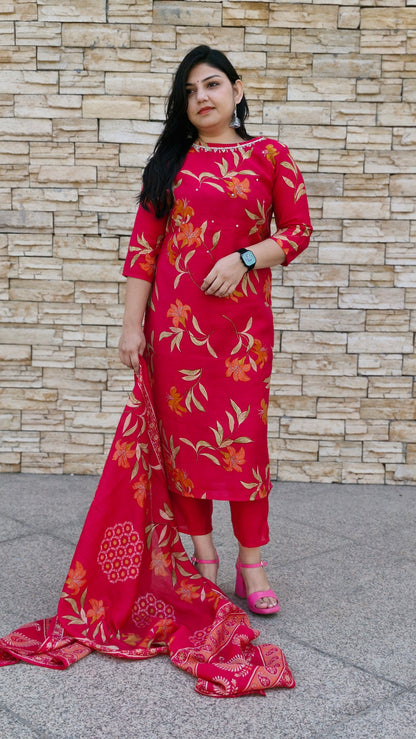 Magenta Floral Elegance Suit Set