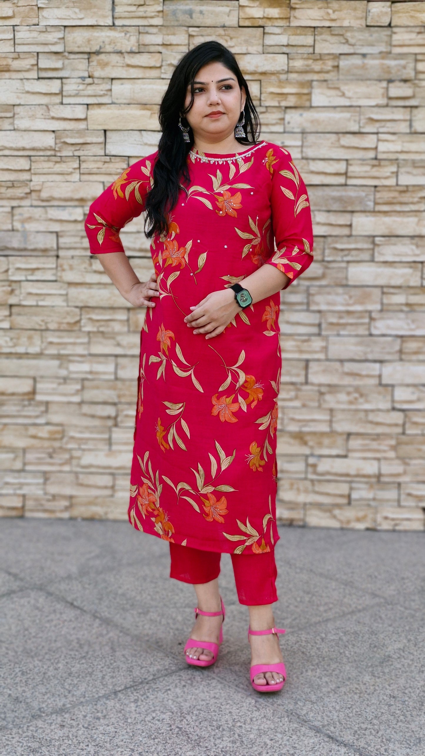 Magenta Floral Elegance Suit Set
