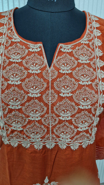 Rust Orange Elegance Embroidered Suit Set