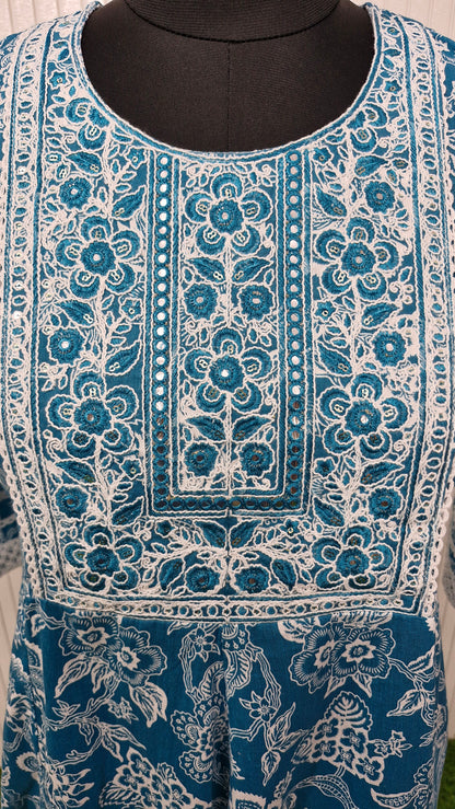 Aqua Vibe Cotton Printed Anarkali Suit Set
